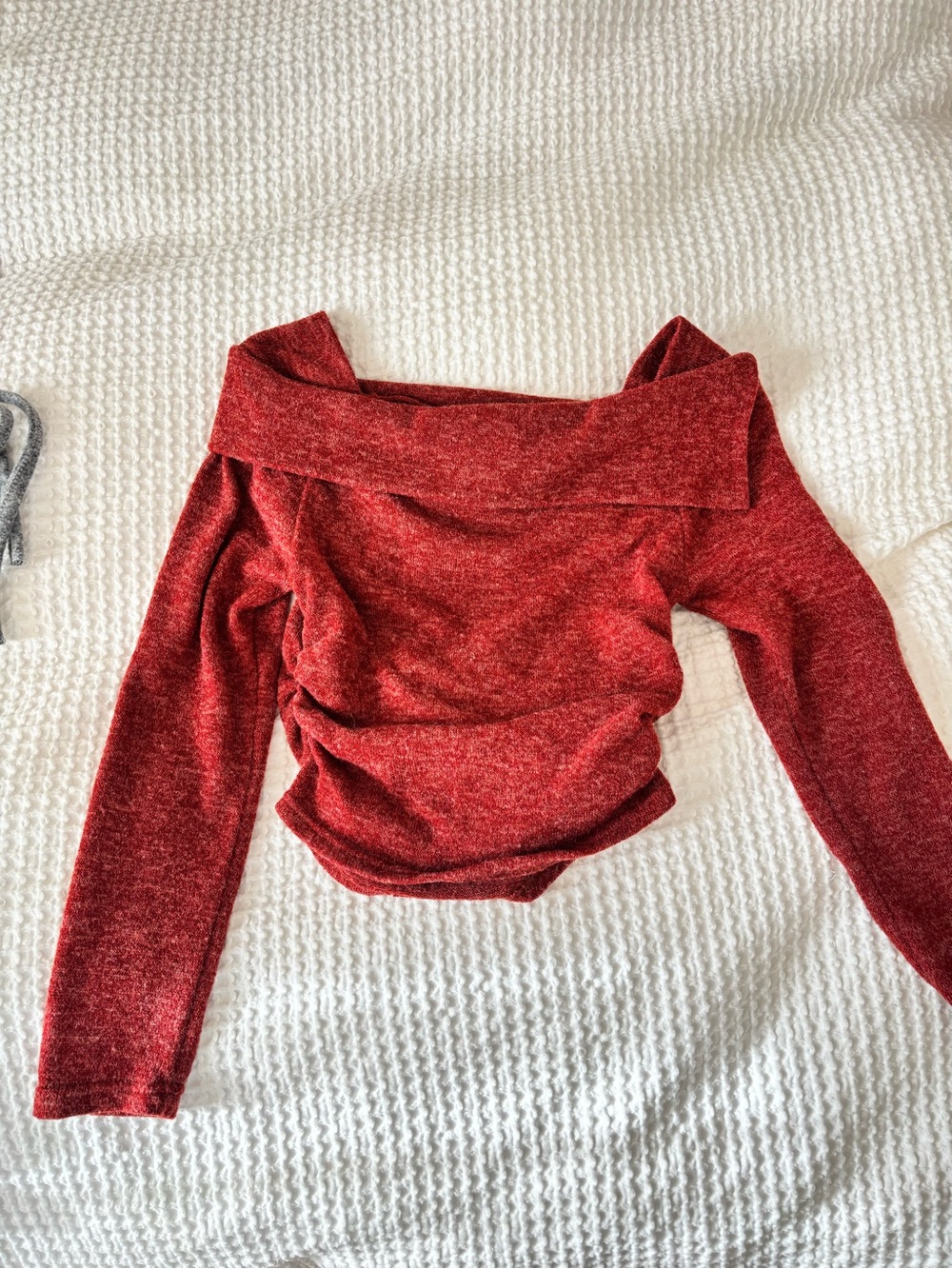 Maroon/Red Fold over Off Shoulder top long sleeve